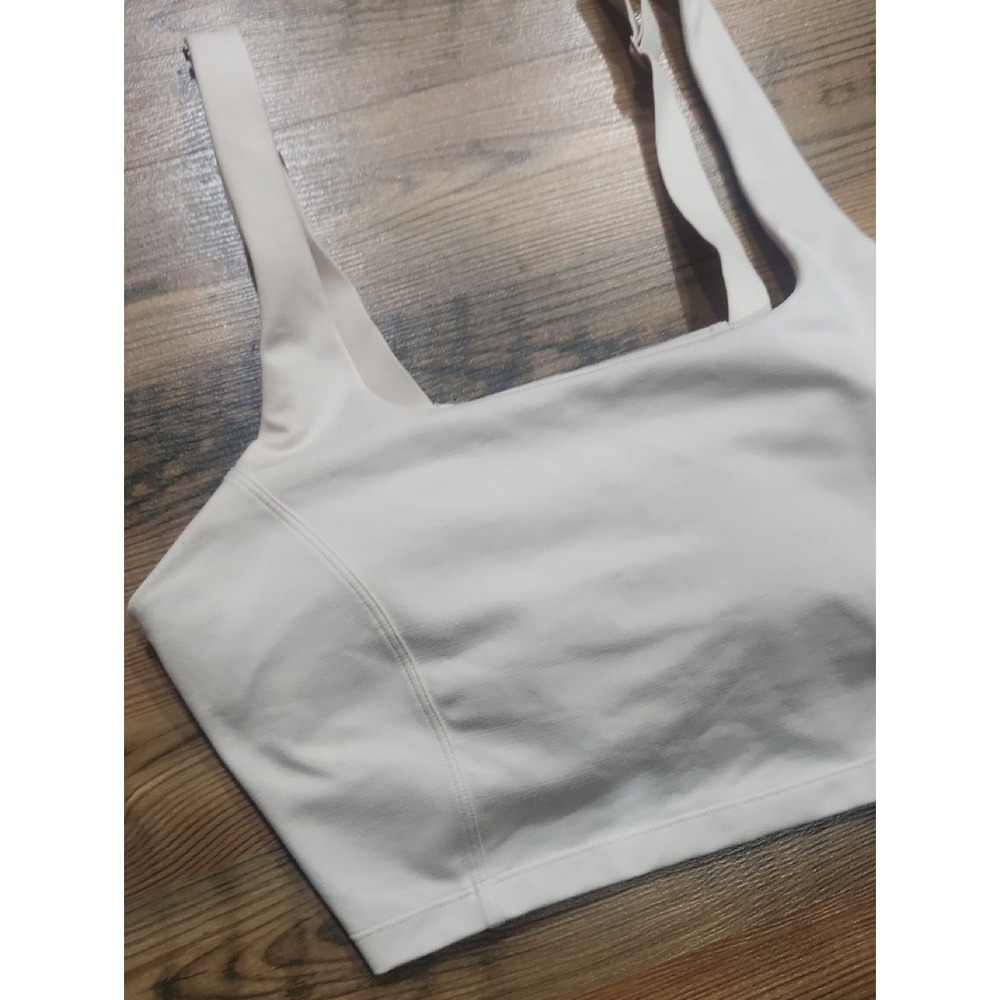 Aerie OG Scoop Longline Sports Bra Cream Large Adjustable Minimalist Brami Crop - Picture 2 of 3
